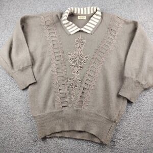 VTG Saes Byul Angora Sweater Embelished Embroidered Beaded Women's Large
